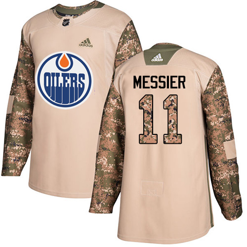 Adidas Oilers #11 Mark Messier Camo Authentic Veterans Day Stitched NHL Jersey
